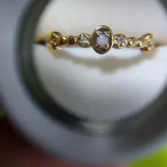 める様ご専用アガットK10YGオパールダイヤ0.02ctピンキーリング 短期出品