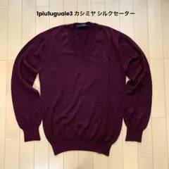 1piu1uguale3 カシミヤ シルクセーター　Vネック ボルドー　Vサイズのサムネイル