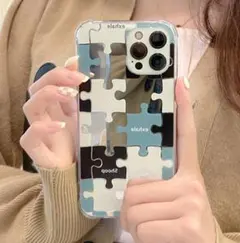 韓国デザイン♡レトロおしゃれな パズル柄♪ iPhoneケース  ミラー
