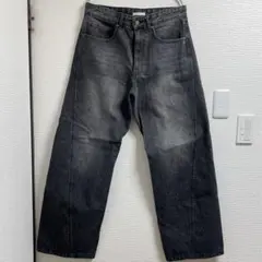 WYM VINTAGE WASHED CURVED DENIM Lサイズ