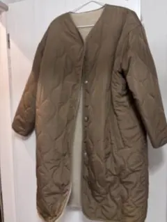 キルティング、ボア、リバーシブル　コート　Lサイズ ベージュ