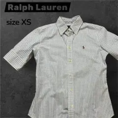 美品Ralph Lauren 半袖 BDシャツ ストライプ ワンポイント刺繍