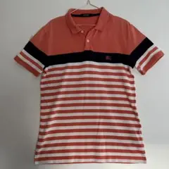 廃盤 バーバリーブラックレーベル　ボーダー半袖ポロシャツ オレンジ×白×黒