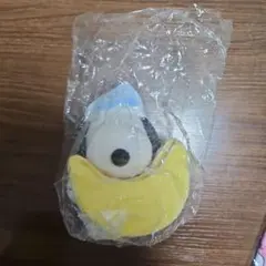 「スヌーピー」　ぬいぐるみ　青い水玉模様のナイトキャップ黄色い三日月型のケース