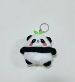 かわいいパンダ ぬいぐるみキーホルダー 葉っぱ付き チャイナ風