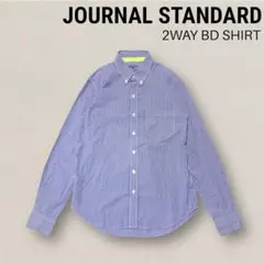 美品 ジャーナルスタンダード 2WAYボタンダウンシャツ S 青白チェック 長袖のサムネイル