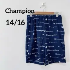 訳あり⭐️チャンピオン 【14/16】ネイビー ロゴプリント ショートパンツ