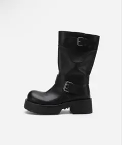 opium Buckle Boots Black leather ロングブーツ opium Buckle Boots Black leather ロングブーツ - メルカリ