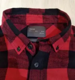 ZARA　MAN ダメージチェックシャツ★REGULAR　FIT/S★赤/黒