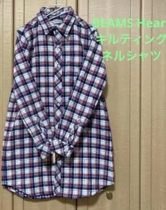 BEAMS HEART キルティングネルシャツシャツワンピ