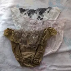 narue花柄刺繍フリル付きショーツ3点セット