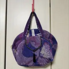 ♥激安紫系 花柄 ラウンド型トートバッグ