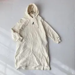 カンゴール KANGOL ロゴ刺繍ロングパーカーワンピース アイボリー 裏起毛のサムネイル