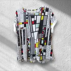 graniph 幾何学柄 総柄 バックボタン 半袖チュニック Lady Fのサムネイル