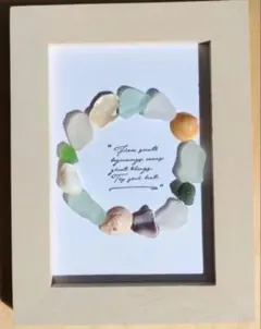 シーグラスアート ヒーリングアート 海のお月さま リース 海からの贈り物 宝石