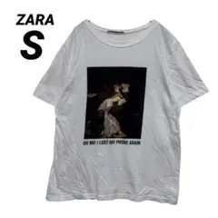 ZARA Tシャツ 半袖 絵画 アートプリント ホワイト 白 S コットンのサムネイル