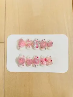 ピンク リボン ネイルチップ 10個セット SSサイズ