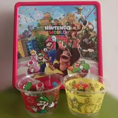 スーパーニンテンドーワールド空き缶と31の トレイ カップ セット美品　マリオ