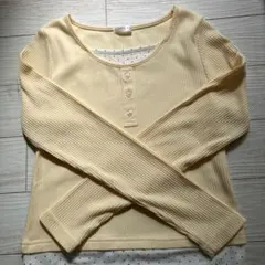 C.O.L.Z.A リブ編み　イエロー系 レイヤード風　トップス