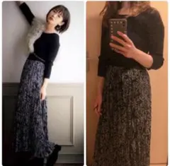 COCODEAL ニットドッキングロングワンピース Aライン花柄