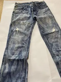Levi's 501 ストレートデニム ブルー ダメージ加工