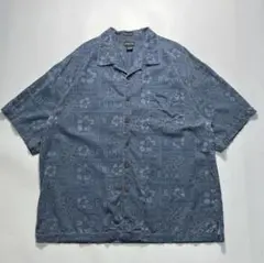 00s セントジョンズベイ 開襟 シルクシャツ 2XL 藍色 ☆6756のサムネイル