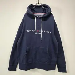 TOMMY HILFIGER　フーディー　パーカー　XL　刺繍　ロゴ　人気　古着