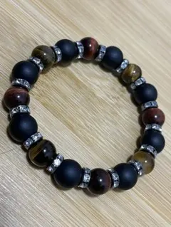 76.ブラックオニキス(マット処理)ミックスタイガーアイ ブレスレット
