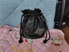 MARY QUANT 巾着ポーチ ブラックのサムネイル