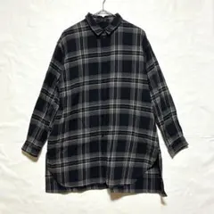 ○アメリカンホリック ロングシャツ チュニック チェック柄 ネイビー F 長袖のサムネイル
