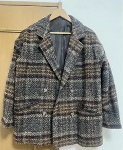 GRLチェック柄ダブルボタンコートジャケット[snk977]