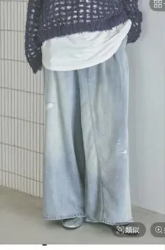 ニコアンドNKJ 2026SSリメイクバギーデニムパンツMベージュインディゴ