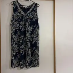花柄 ノースリーブ ロングワンピース ネイビーグ【grove】