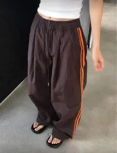 DAZY サイドライン トラックパンツ イージーパンツ ブラウン L