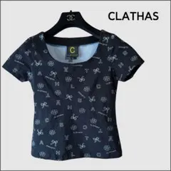 CLATHAS 総柄 半袖Tシャツ カメリア リボン 38 ブラックのサムネイル