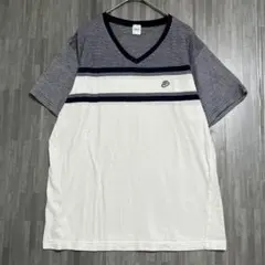 タケオキクチ　Vネック チェック切り替えTシャツ　白　3 / L