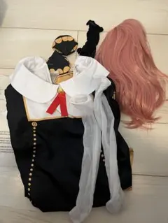 アーニャ　コスプレ衣装 黒 白 ピンク ウィッグ付き