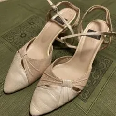 卑弥呼　メタリックゴールド　ピンクベージュ ハイヒール　23㎝　結婚式に