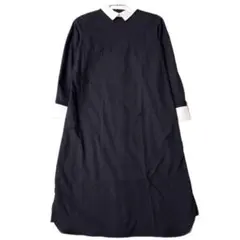 美品 BEAMS BOY シャツワンピース 白襟 ブラック 長袖 リボン 上品のサムネイル