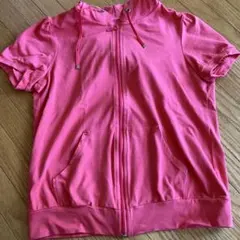 ピンク フルジップ フード付きパーカー