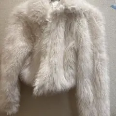 ファー ショート丈 ジャケット SHEIN ホワイト