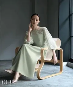 専用　GIRL ライトグリーン パーティードレス フレアスリーブ