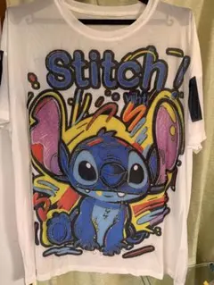 早いもん勝ち！ スティッチ キャラクタープリント Tシャツ ホワイト