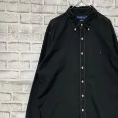 ラルフローレン長袖シャツ！ブラックXL ロゴ刺繍 0303