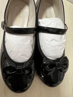 黒　女の子　フォーマル シューズ　ポプキンズ　20cm ツヤあり