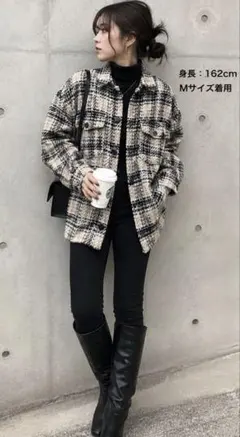 ⭐️ZARAザラ⭐️ツイードチェックジャケット⭐️オーバーサイズ⭐️M⭐️美品‼️