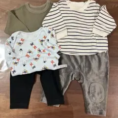 ユニクロ70cm5枚セット（トップス2枚、ボトムス2枚、長袖ロンパース1枚）