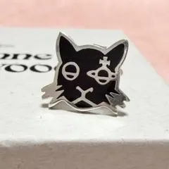 【美品】KATピアス　黒猫　ネコ　片耳ピアス　シルバー×ブラック　黒のサムネイル
