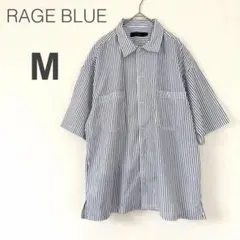 レイジブルー RAGEBLUE開襟 半袖シャツ M ストライプ オープンカラー