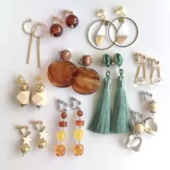 大人可愛いイヤリング　まとめ売り　ハンドメイドイヤリング　タッセル　アシンメトリ